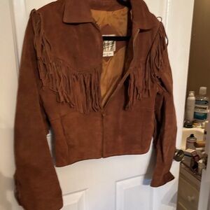 Vintage Berman’s Women's Tan Leather Fringe Jacket